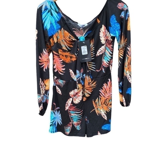 Fashion Nova Palm Tree Paradise Romper Size Large Head Turner Stretchy Comfy NWT - Picture 5 of 16